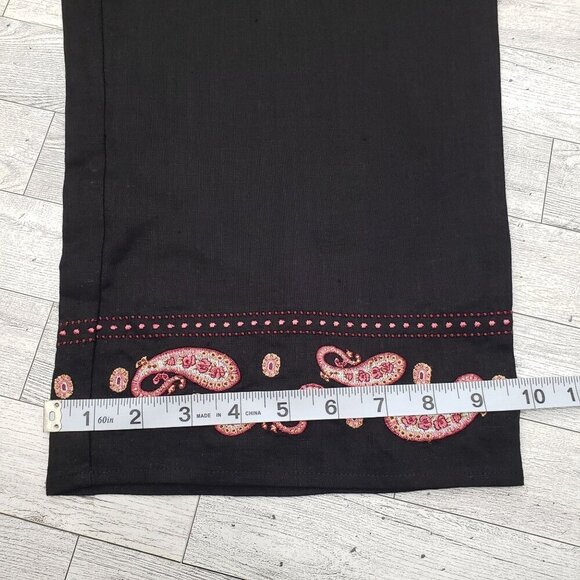 Style & Co Linen Cropped Wide Leg Pants Drawstring Embroidered Paisley SP - Picture 11 of 11